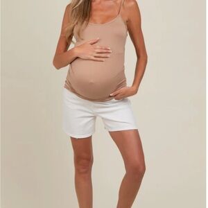 White Denim Maternity Shorts - Size Small
